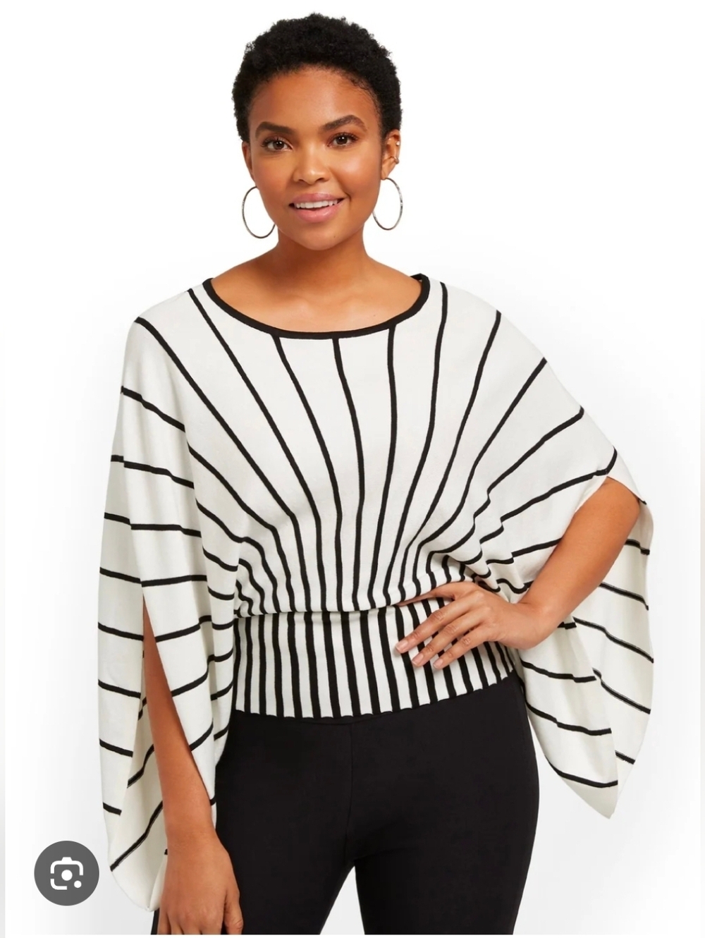 New York & Company Striped Dolman Sweater, Medium